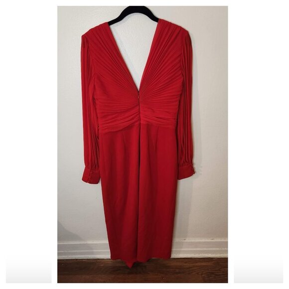 BADGLEY MISCHKA Crepe-Paneled Chiffon Midi Dress - Picture 4 of 6